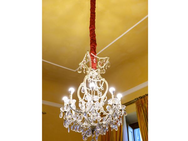 Lampadario in vetro e cristallo