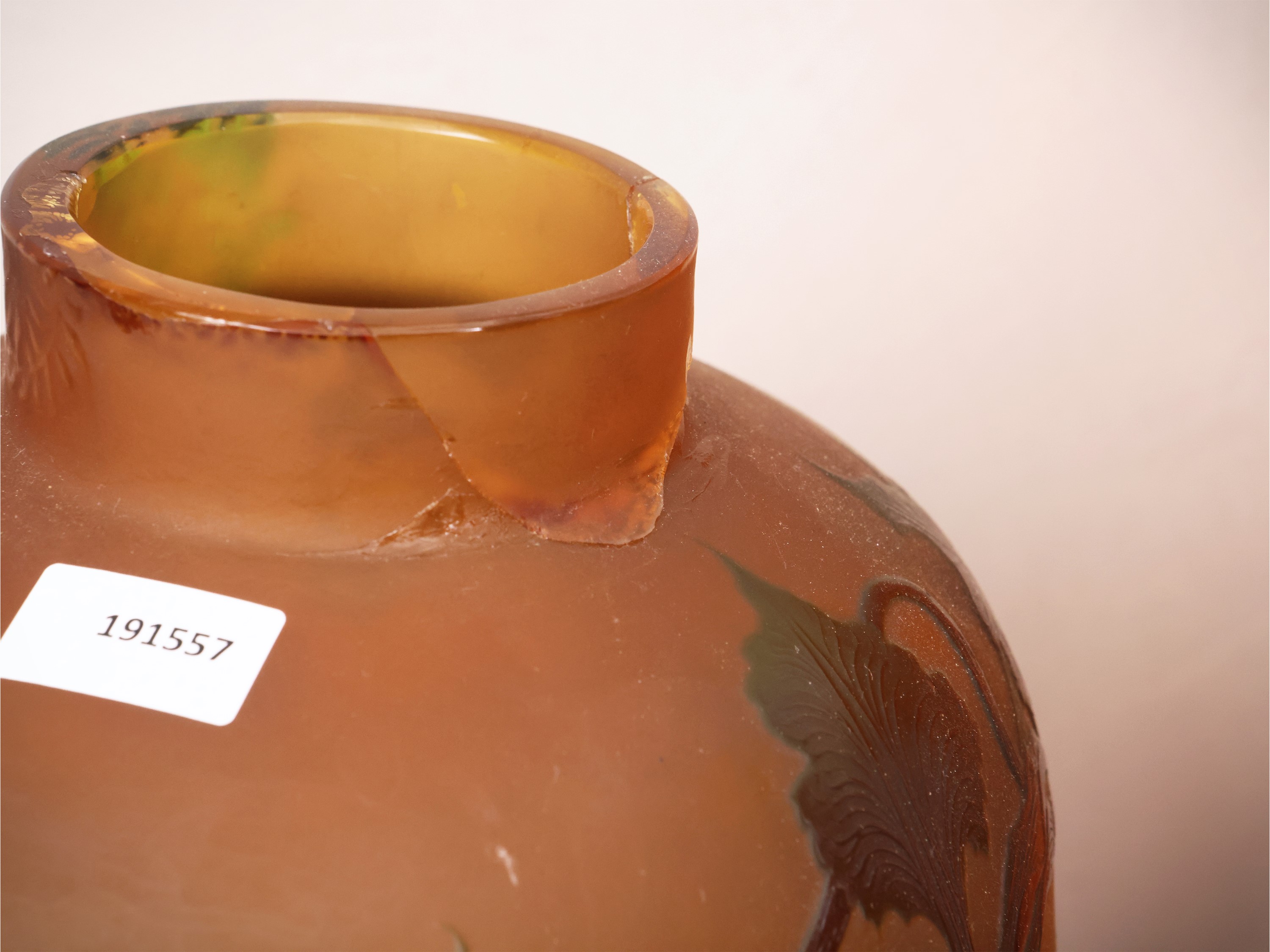 D'Argental, Vaso in vetro a cammeo inciso all’acido con motivo floreale