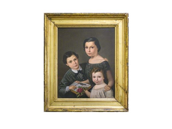 Scuola inglese del XIX secolo : Portrait of children  - Auction A Villa in Florence - Maison Bibelot - Casa d'Aste Firenze - Milano