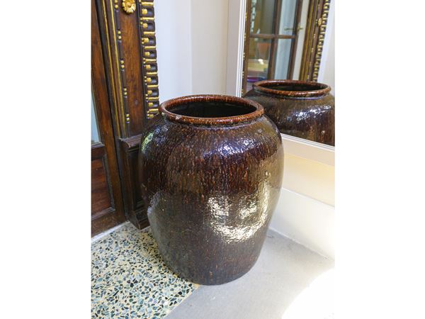 Orcetto in terracotta invetriata nei toni del marrone  - Asta Una villa a Firenze - Maison Bibelot - Casa d'Aste Firenze - Milano