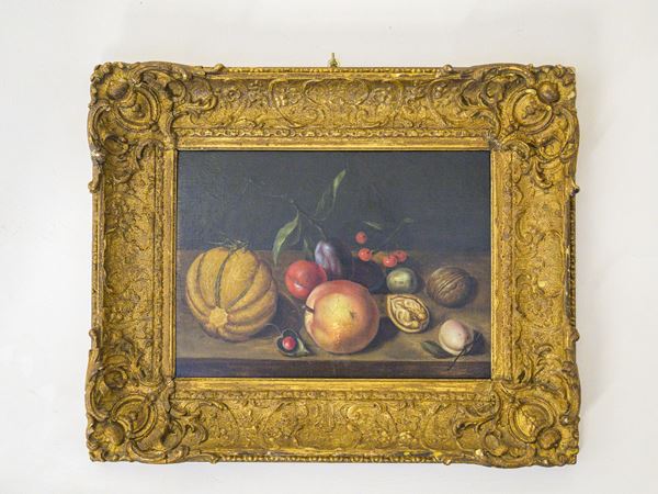Natura morta con frutta e insetti
