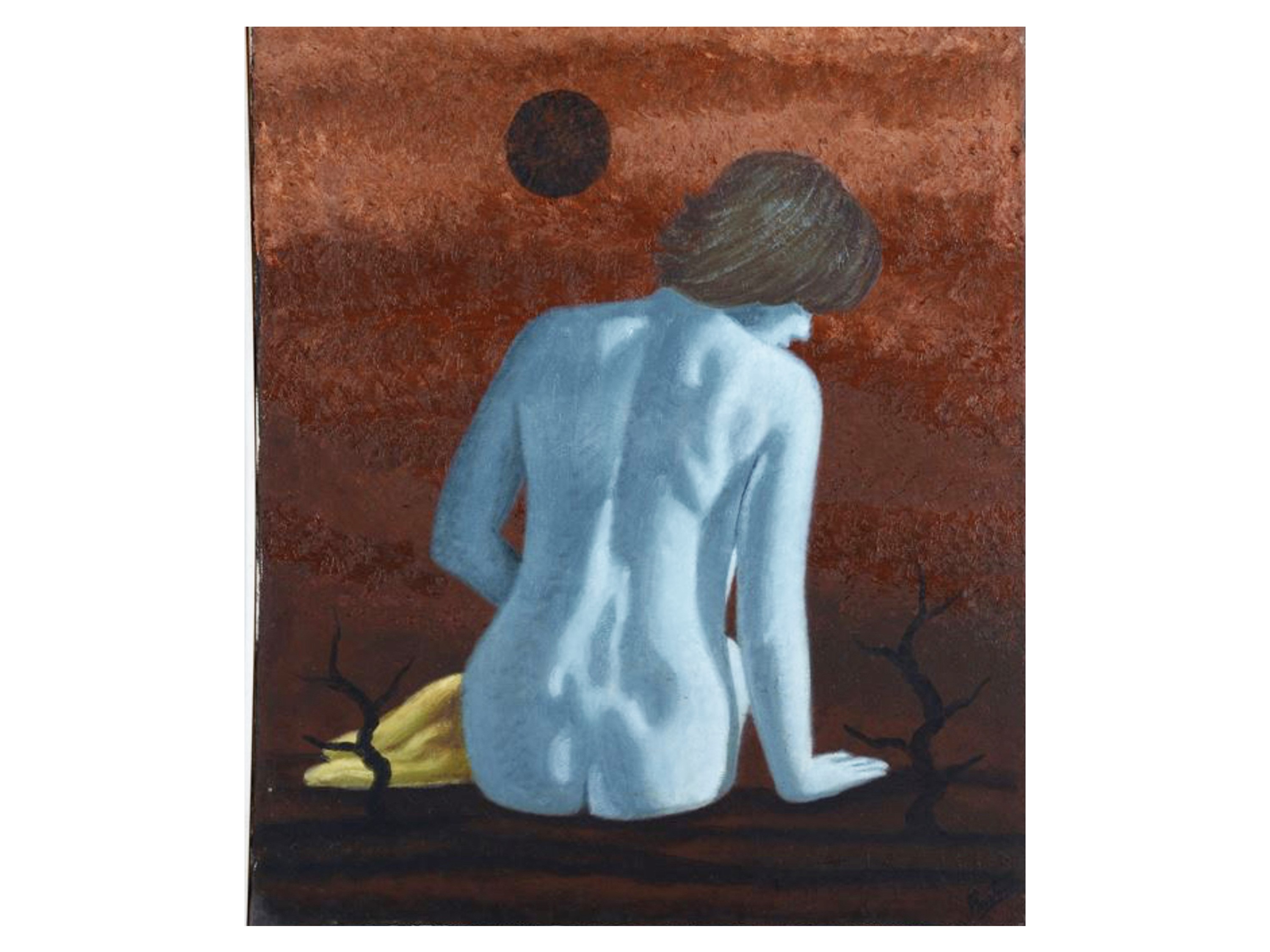 Nudi femminili, due dipinti ad olio (XX secolo) in cornice