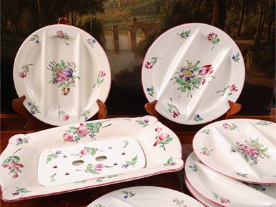 Servizio da asparagi in terraglia con decoro Old Strasbourg, Luneville, Francia, XIX/XX secolo