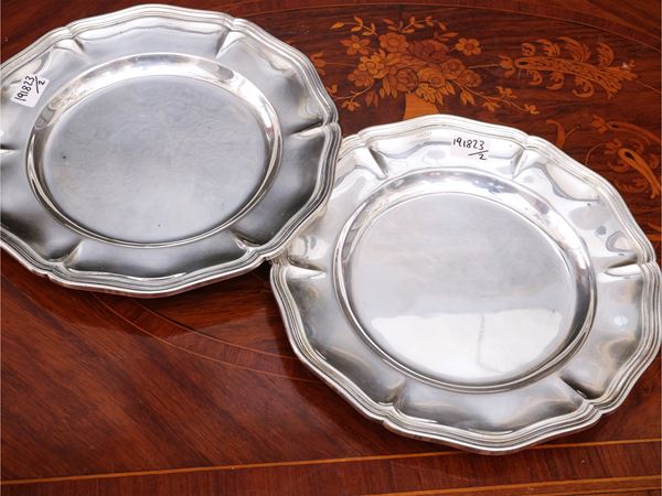 Pair of silver saucers