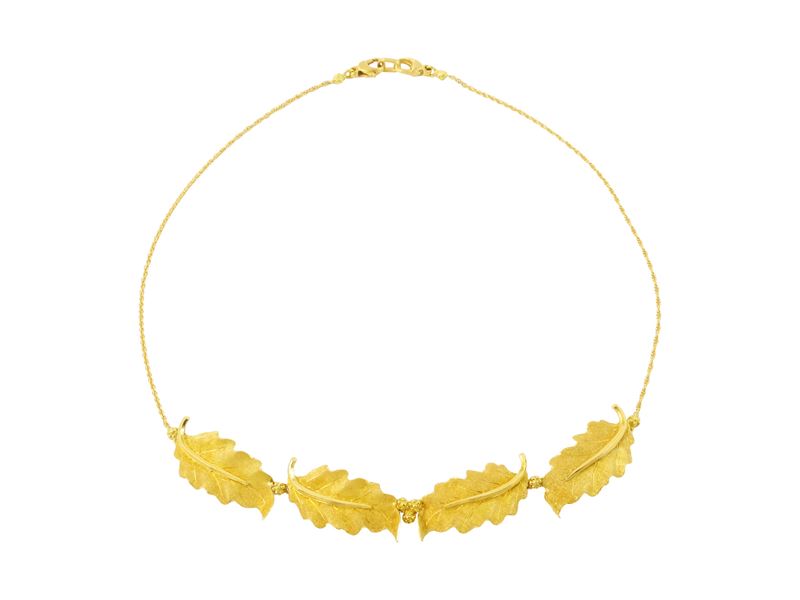 Federico Buccellati, collana in oro giallo 18K con quattro foglie, anni '90