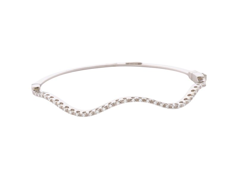 Bracciale Rigido in Oro Bianco 18kt e Diamanti