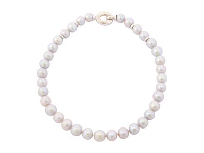 Collana Ad un Filo di Perle Grigie Australiane