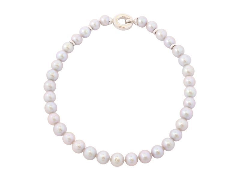 Collana Ad un Filo di Perle Grigie Australiane