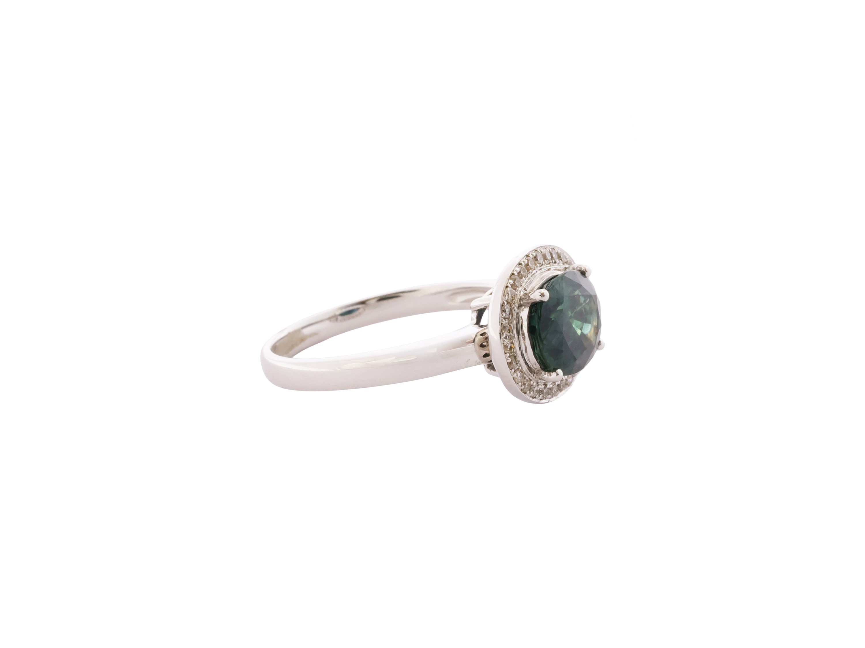 Anello in Oro Bianco 18kt, Diamanti e Zaffiro