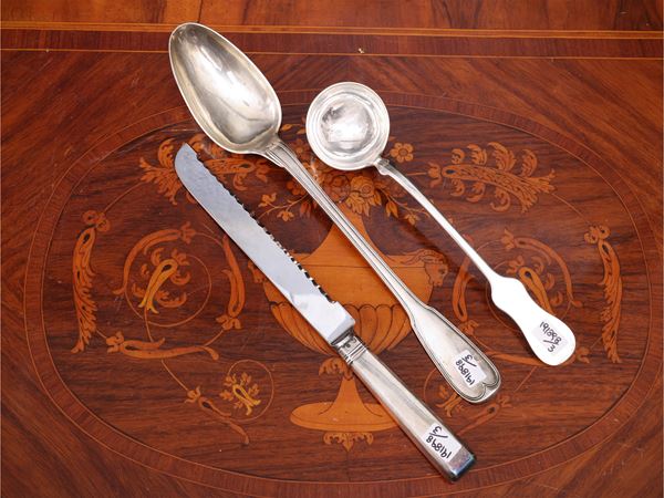 Three vintage silver serving cutlery  (19th century)  - Auction The Antique Dealer's House - Maison Bibelot - Casa d'Aste Firenze - Milano