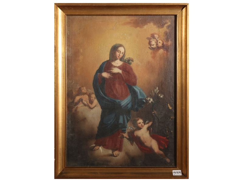 Scuola Spagnola del XVII/XVIII Secolo - Immacolata concezione, olio su tela