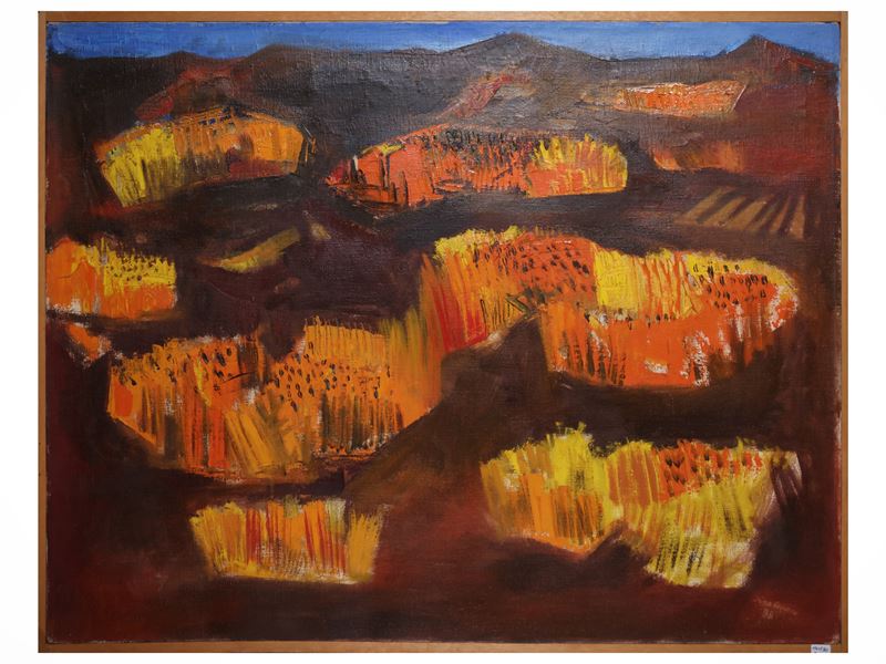 Dino Caponi - Paesaggio fine anni Cinquanta, olio su tela