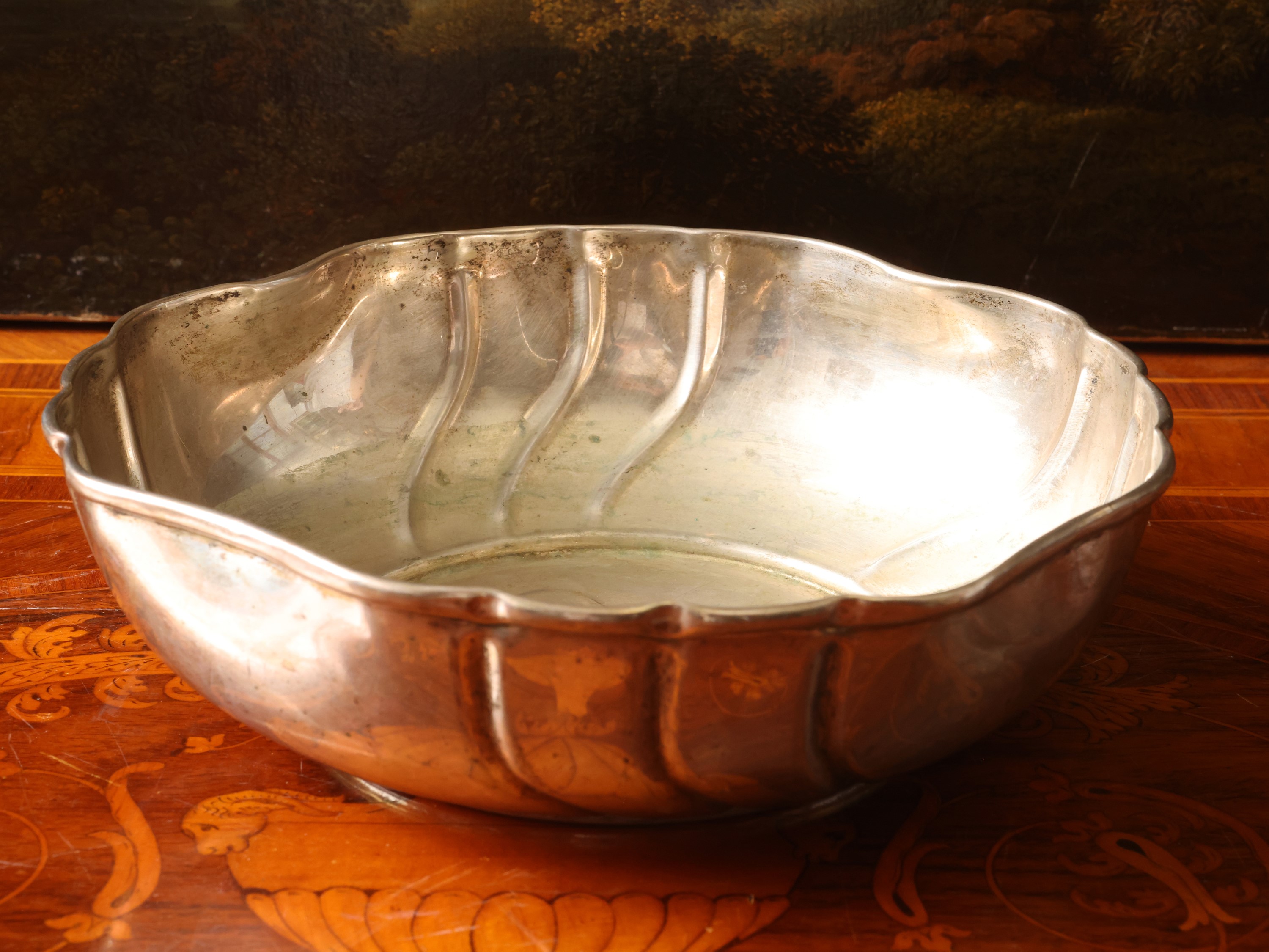 Cestino centrotavola in argento, diametro 24 cm