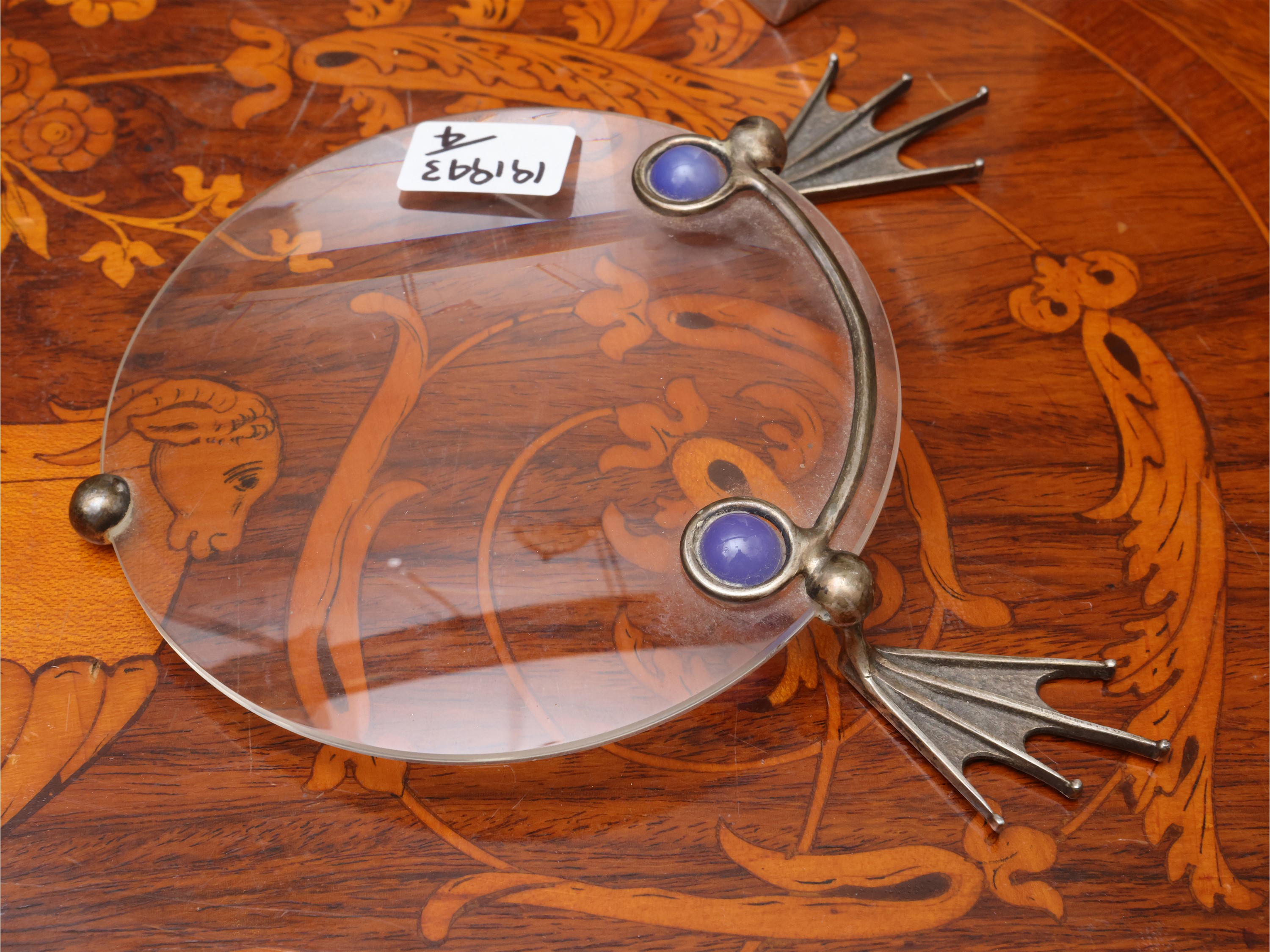 Portapenne e portalettere in argento 925 con accessori per scrivania, due lenti di ingrandimento ...