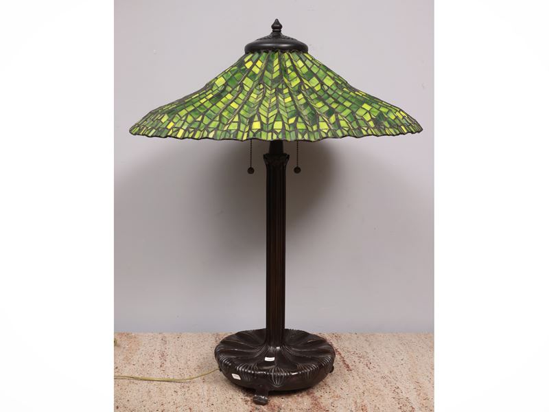 Grande lume, antimonio e pasta di vetro, stile Art Nouveau/Art Déco