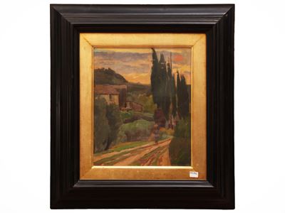 Paesaggio toscano con figura