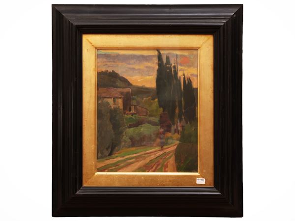 Paesaggio toscano con figura