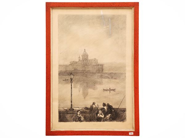 Luciano Guarnieri : Veduta della Chiesa del Cestello  - Asta Dimore fiorentine - Maison Bibelot - Casa d'Aste Firenze - Milano