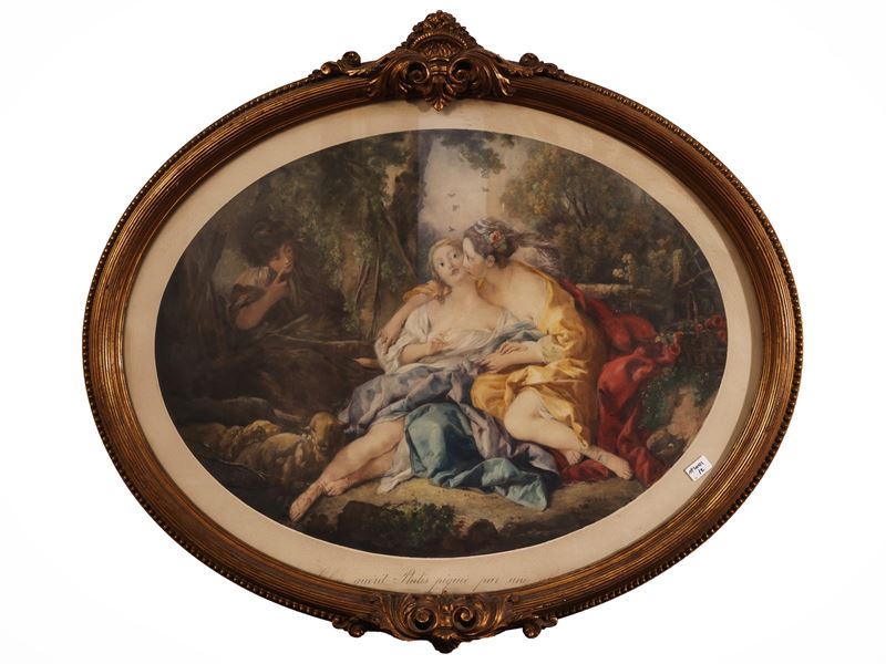 Boucher, Venere che disarma Amore; Silvia guarisce Filide dalla puntura di un’ape, due stampe acq...