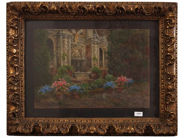 Adolfo Tommasi - La fontana nel giardino di Villa Oliva Buonvisi a Lucca