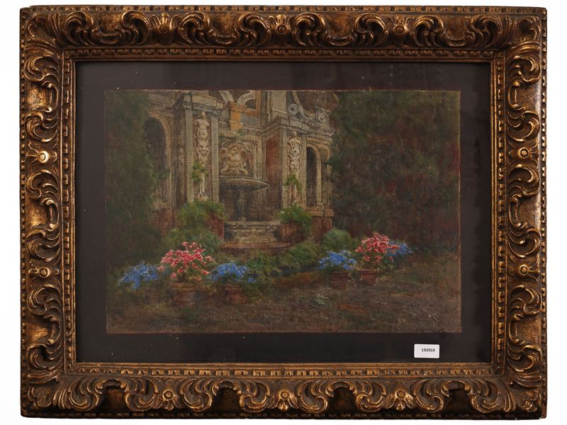 Adolfo Tommasi - La fontana nel giardino di Villa Oliva Buonvisi a Lucca