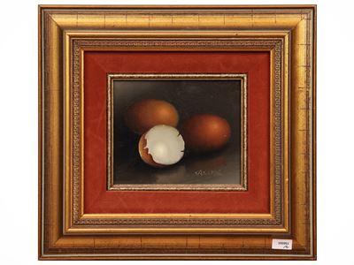Quattro nature morte con ortaggi e uova