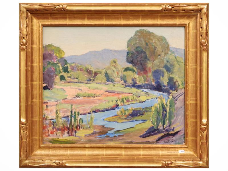Paul Lauritz - Paesaggio fluviale, olio su tela