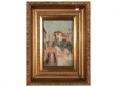 Scorcio veneziano, olio su tela in cornice