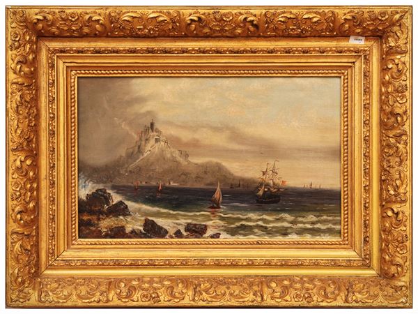 Scuola inglese della fine del XIX/inizio del XX secolo - Veduta di St Michael's Mount in Cornovaglia
