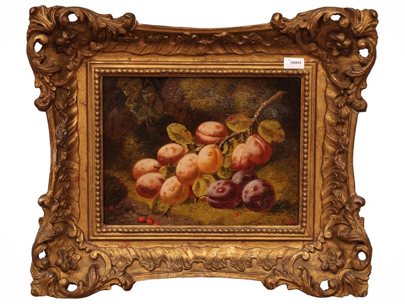 Natura morta con frutta, olio su tela, firmato, in cornice
