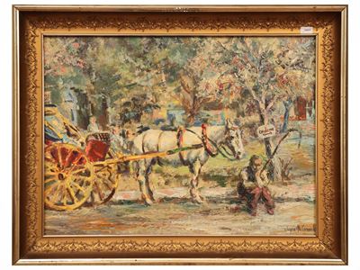 Carrozzella (olio su faesite) firmata Jayne Mc Cormick