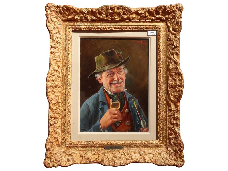 Otto Kirchner - Bevitori di birra (serie di tre dipinti) - olio su faesite