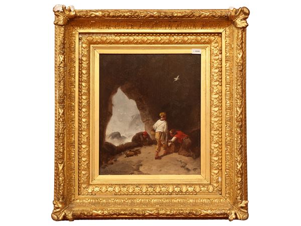 George Washington Nicholson : Fishermen in a cave  - Auction Renew in Style - Maison Bibelot - Casa d'Aste Firenze - Milano