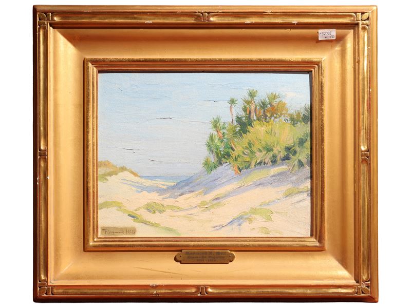 Raymond Hill, Dune a Saint Augustine - Paesaggio lacustre, olio su cartone e tela