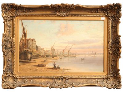 Veduta innevata di Hastings, Paesaggio montano con ponte, dipinto a olio su tela (XIX/XX secolo),...