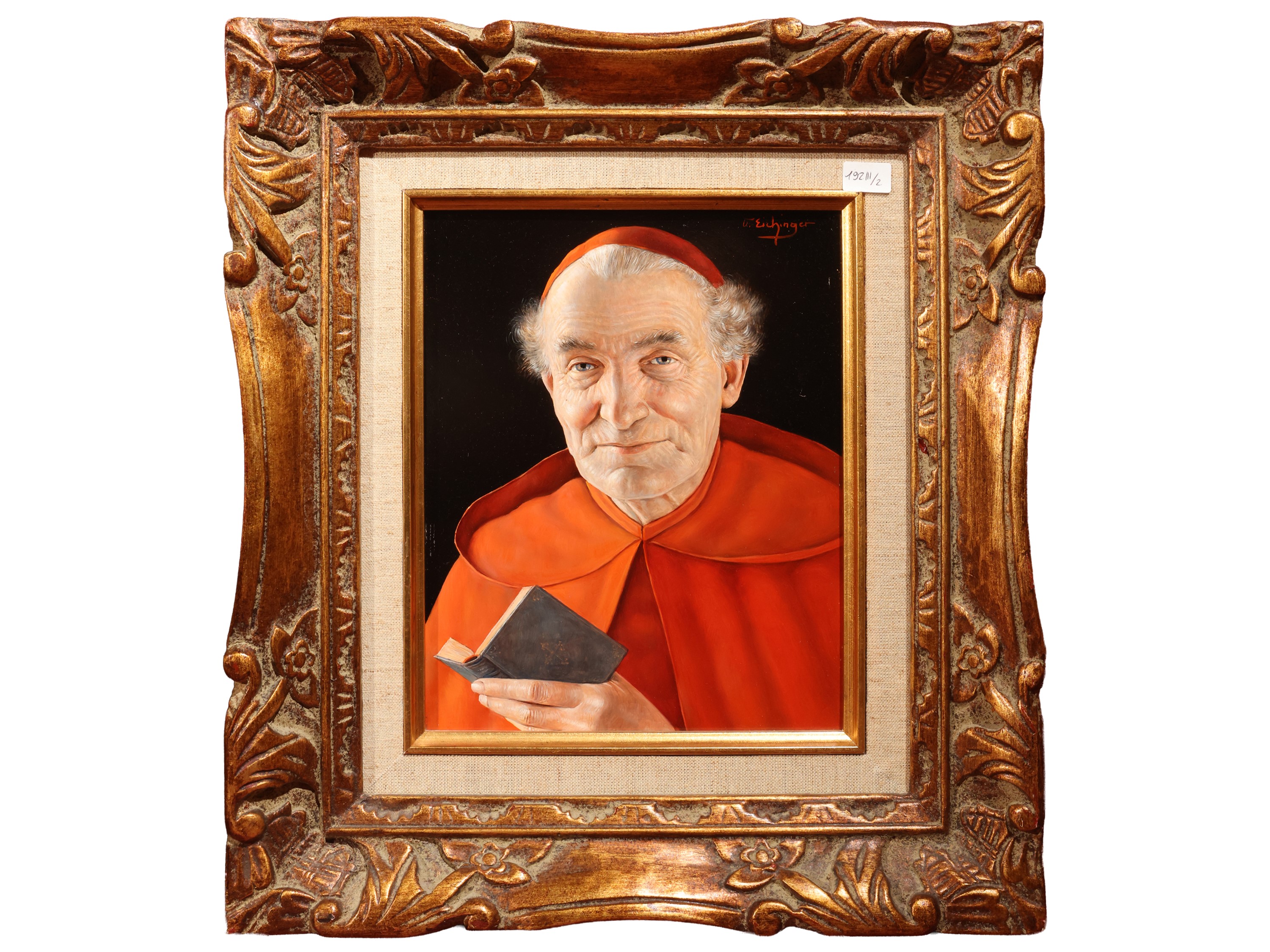 Otto Eichinger - Ritratto di cardinale, olio su faesite firmato