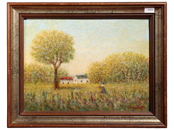 Domenico Riccitelli - Paesaggio campestre con casolare