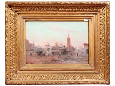 Rue de la Casba à Tunis, olio su tela firmato