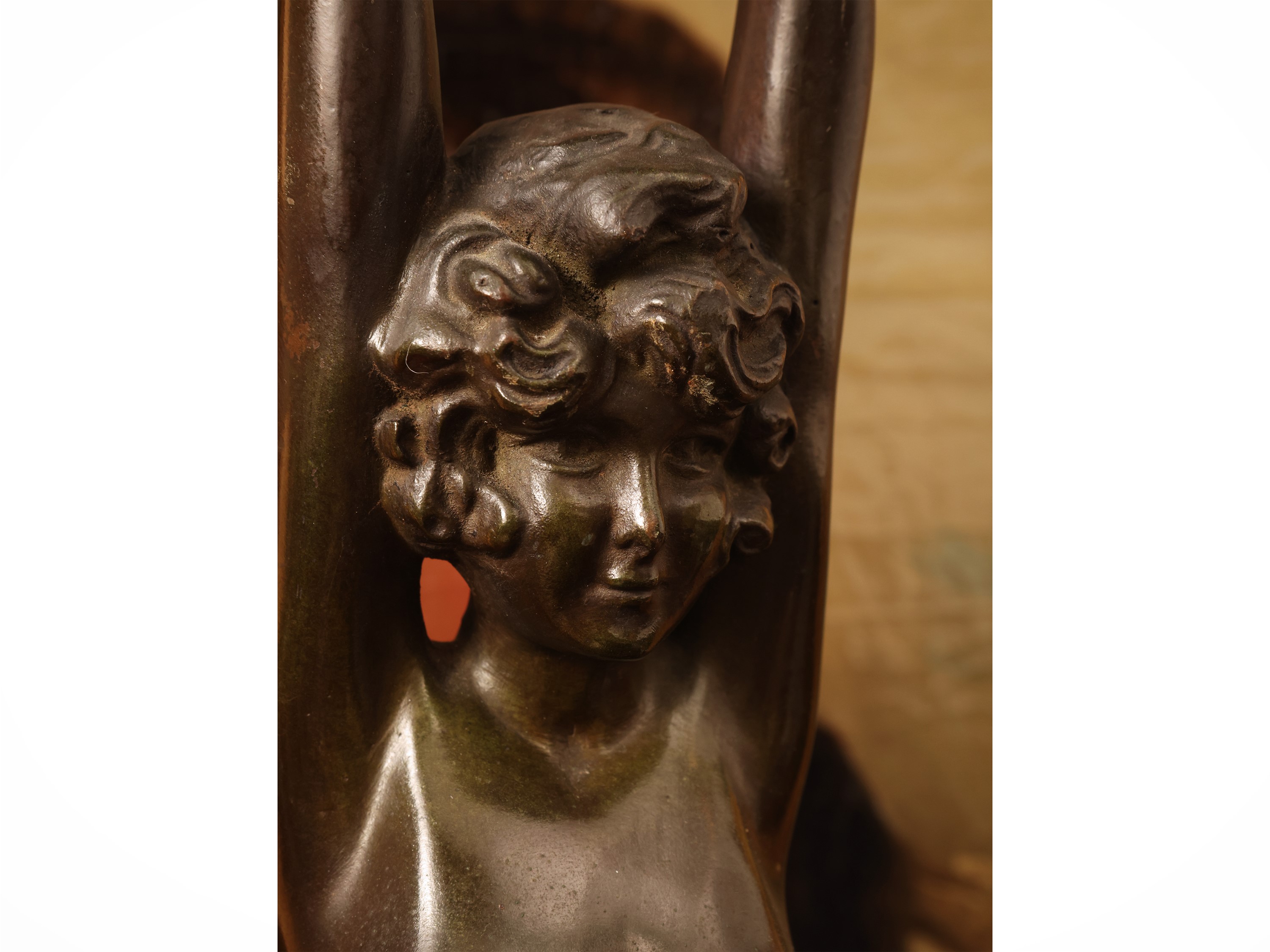 Scultura in bronzo patinato, figura di nudo femminile Art Decò, inizio XX secolo