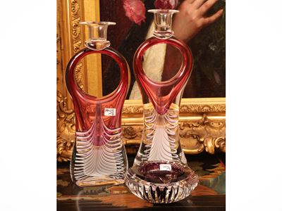 Adam Jablonski, Coppia di candelieri in vetro sommerso