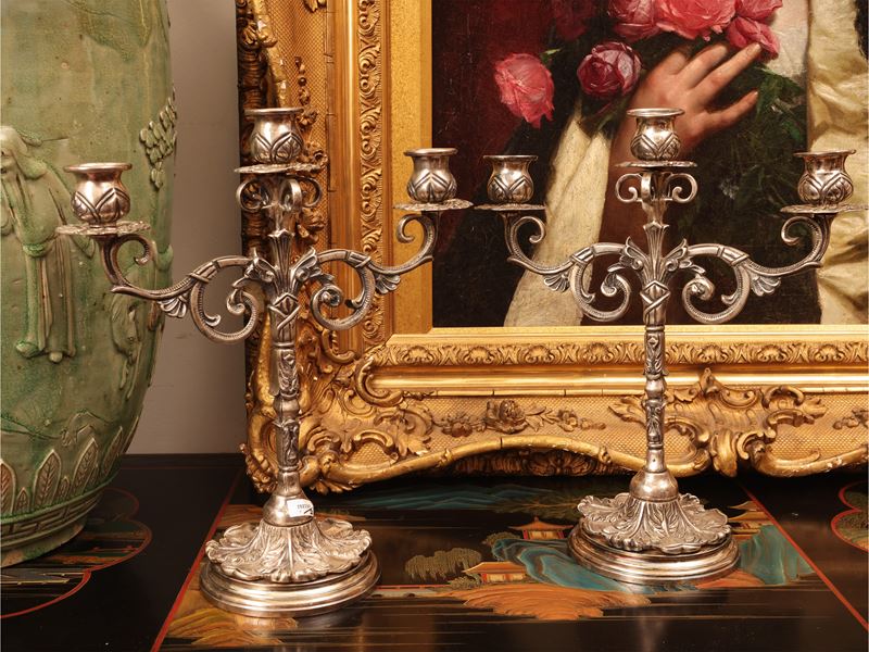 Coppia di Candelabri in Argento 925