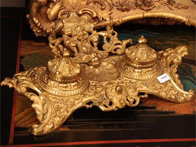 Calamaio, bronzo dorato sbalzato e traforato, seconda metà del XIX secolo