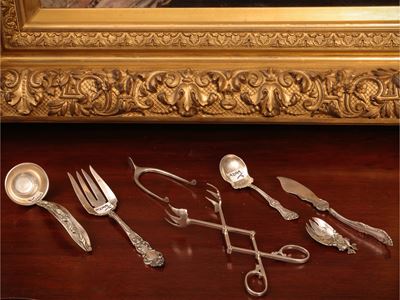 Assortimento di posate in argento sterling, gr 330 (7 pezzi)
