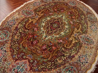 Tappeto Tabriz, ovale, seta, vecchia manifattura