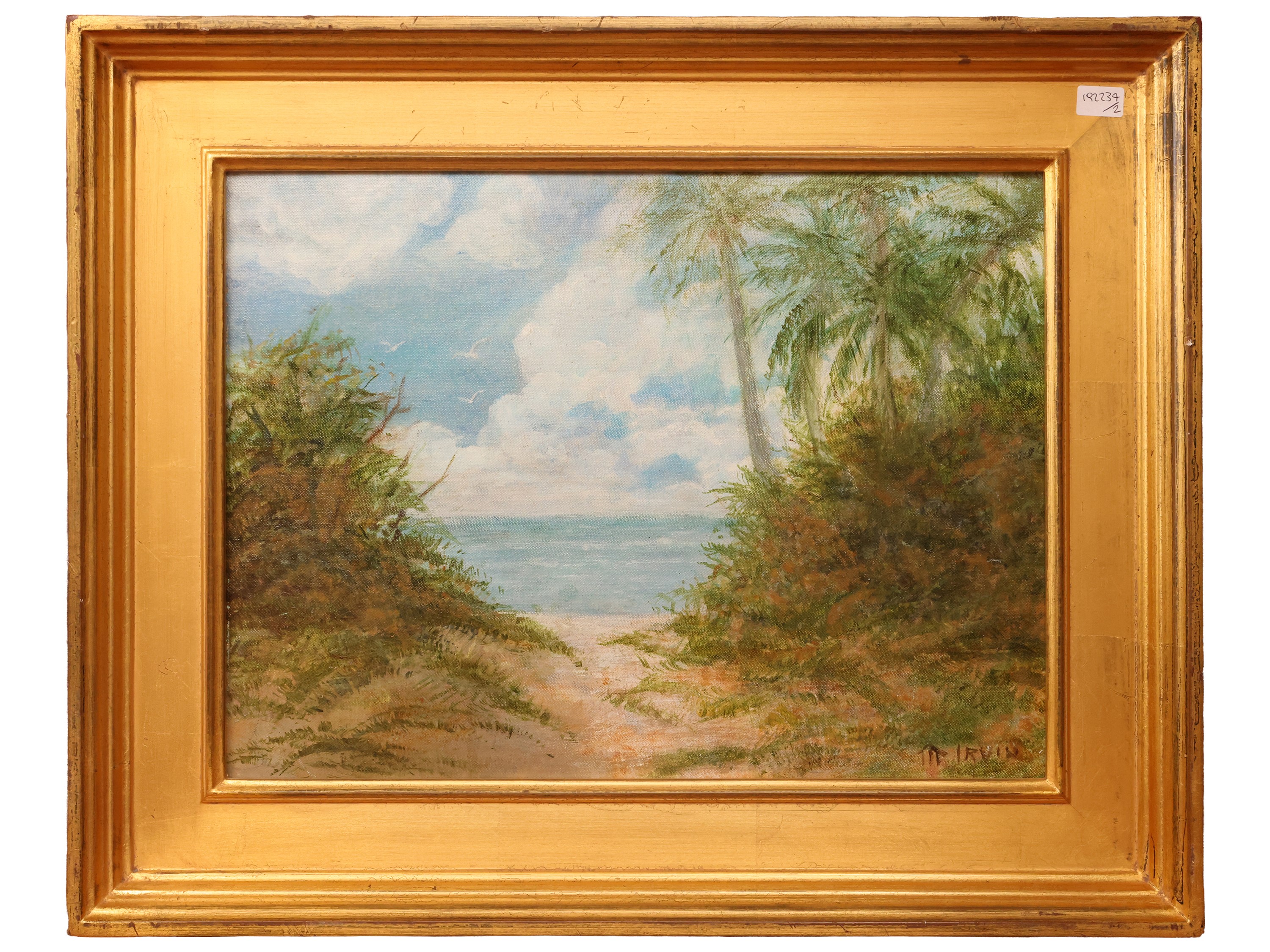 M. Irvin, Paesaggio marino con palme (olio su tela) e Paesaggio boschivo con armenti (olio su tel...