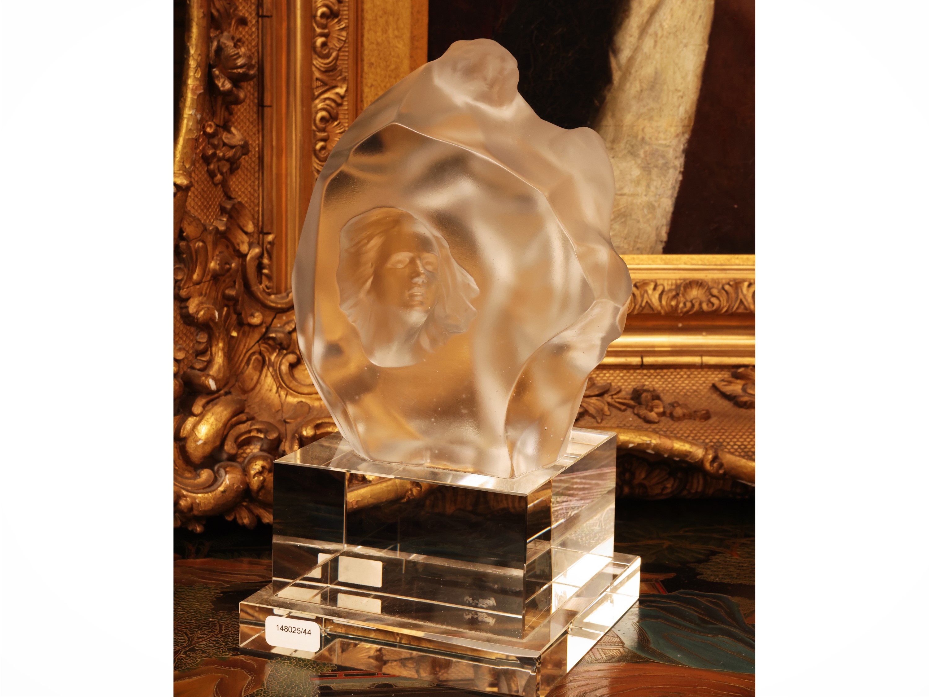 Gruppo scultoreo in cristallo, h 27 cm