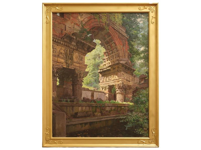 Scuola Nordeuropea - Le rovine romane a Schönbrunn, olio su tela (1914)