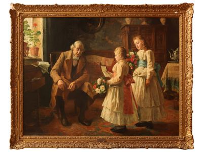 Il compleanno del nonno, olio su tela