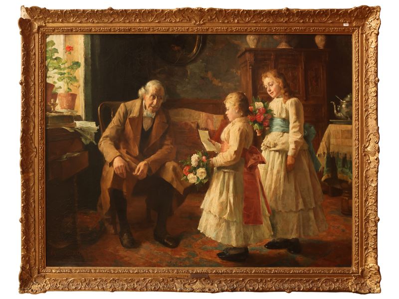 Paul Gorge - Il compleanno del nonno, olio su tela