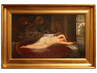 Pittore orientalista dell’inizio del XX secolo, Nudo femminile in interno orientale